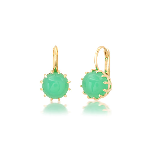 Small Round Prong Chrysoprase Earrings