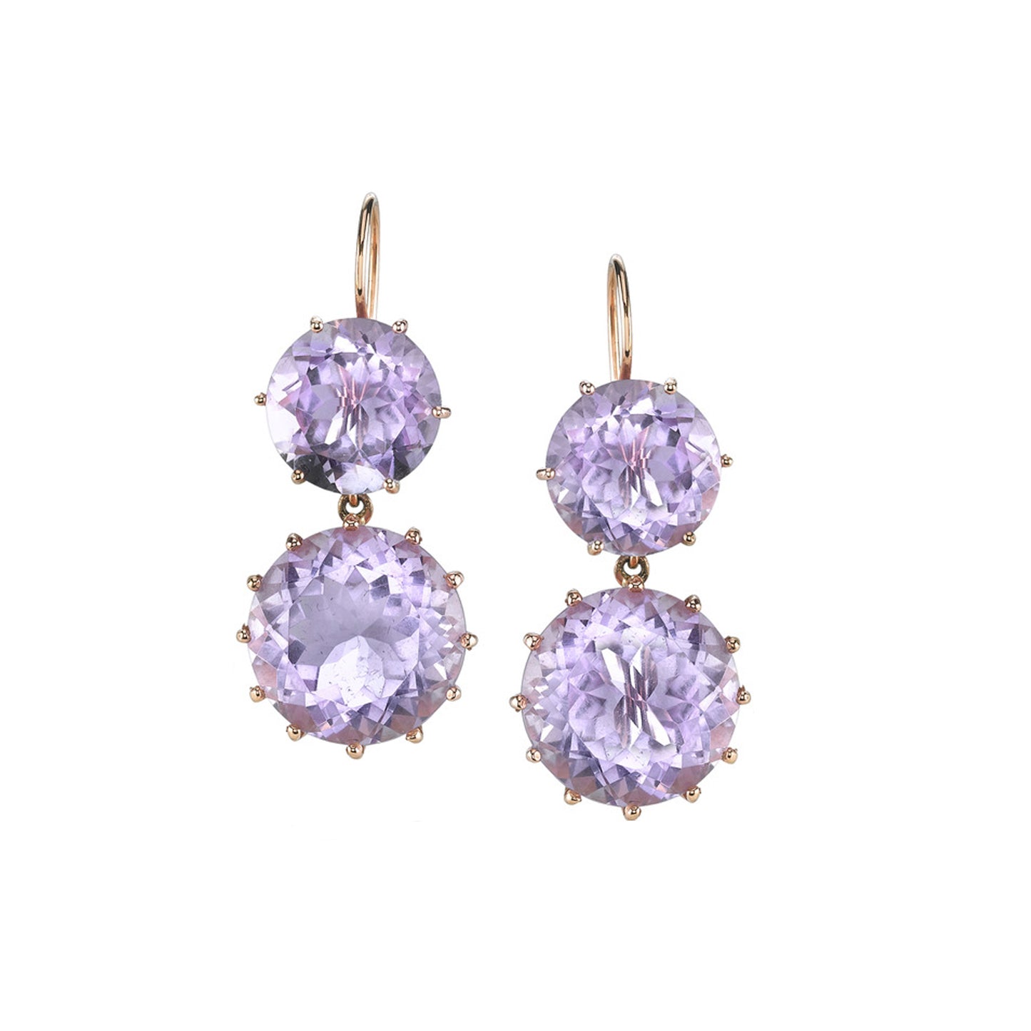 Stacked Rose De France Round Earrings