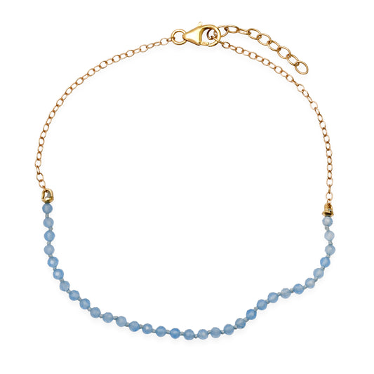 Chalcedony Beaded Chain Anklet