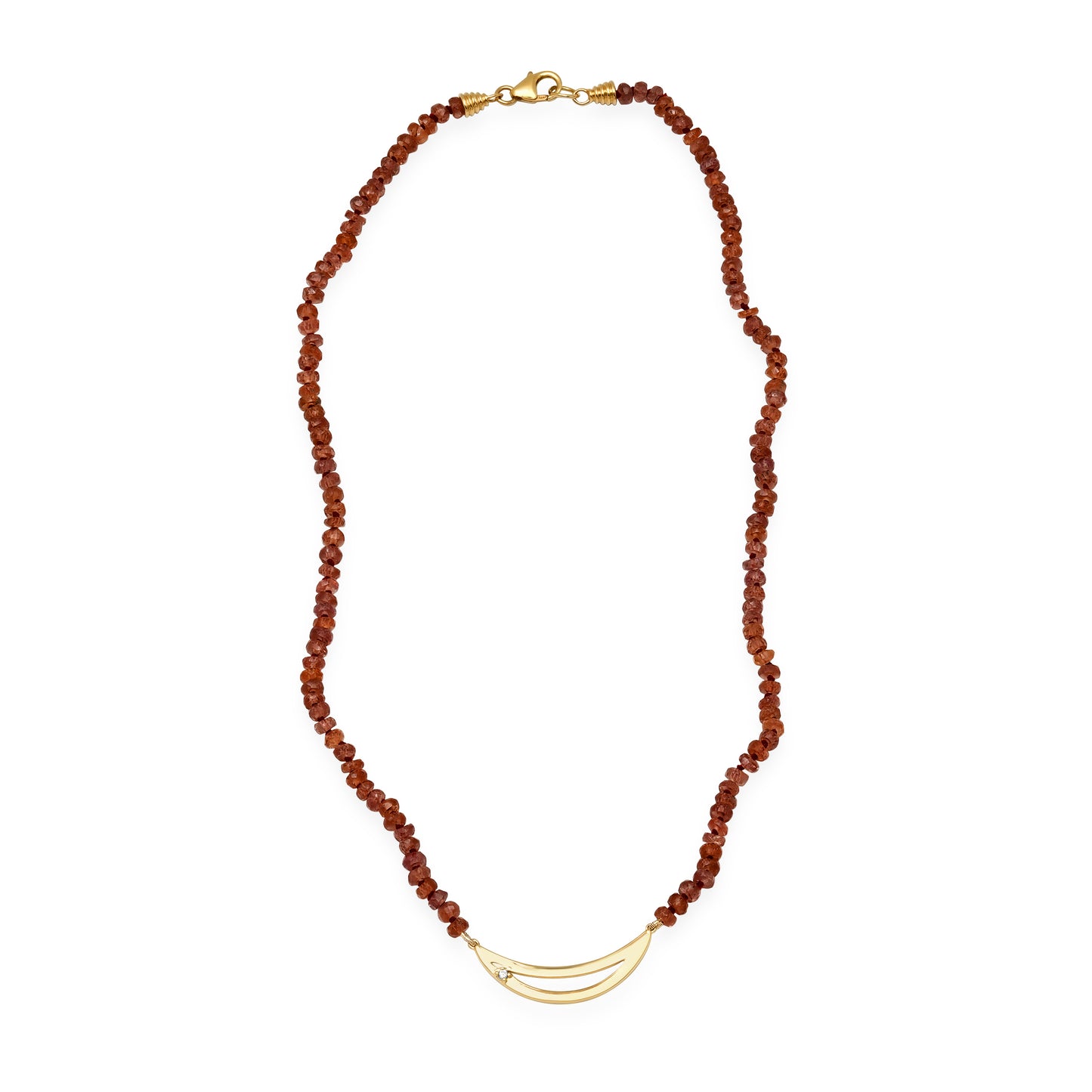 Chocolate Garnet Beaded Necklace with Moon Enhancer