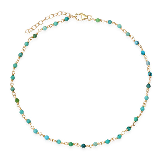 Turquoise Beaded Wire-To-Wire Anklet