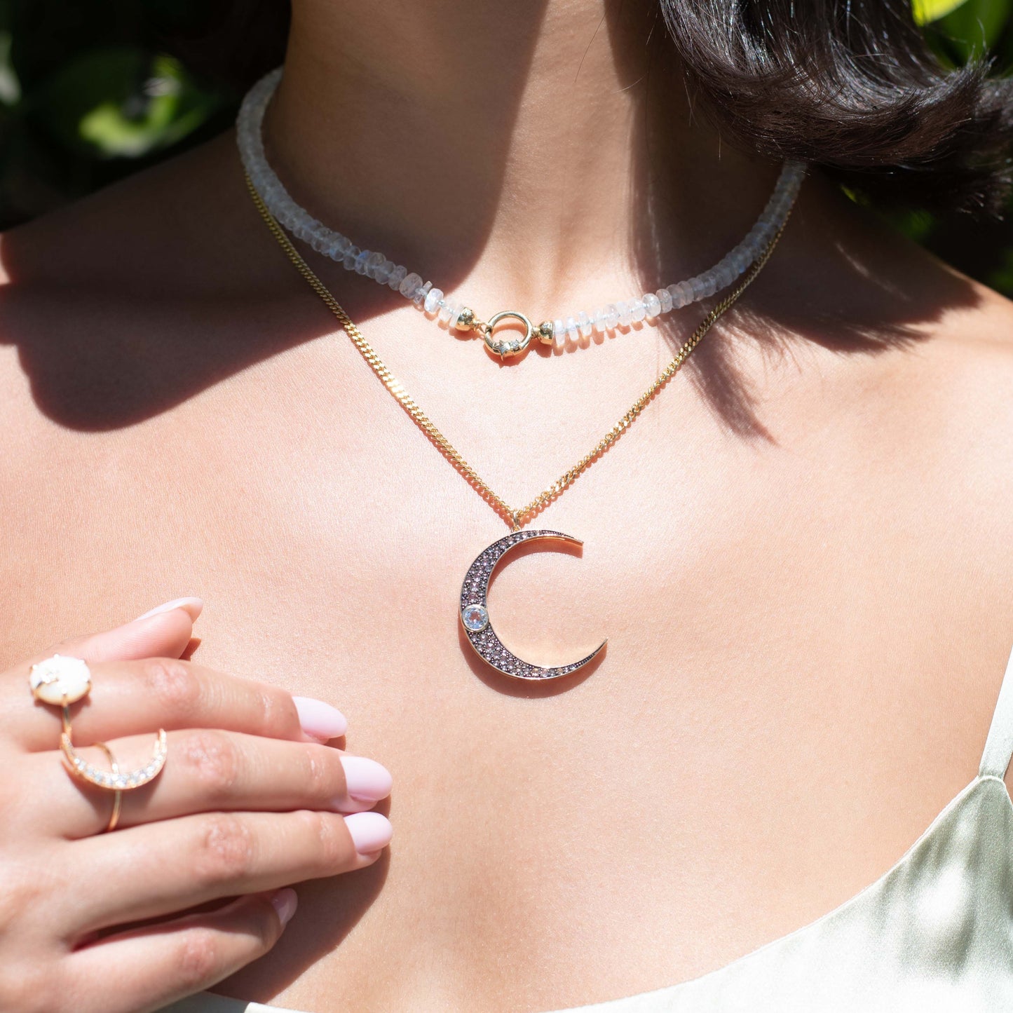 Large Rosecut Luna Necklace