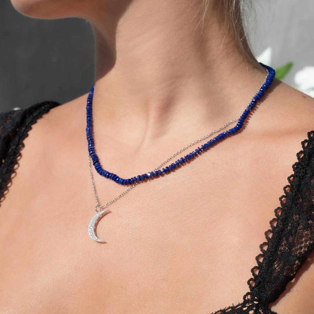 Lapis Tire Beaded Necklace With Lapis Silk Thread