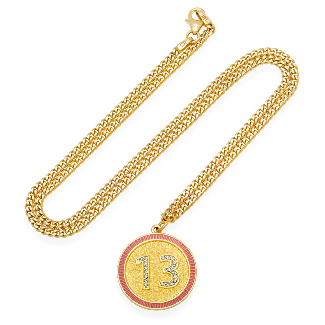 Pink Enamel 13 Necklace
