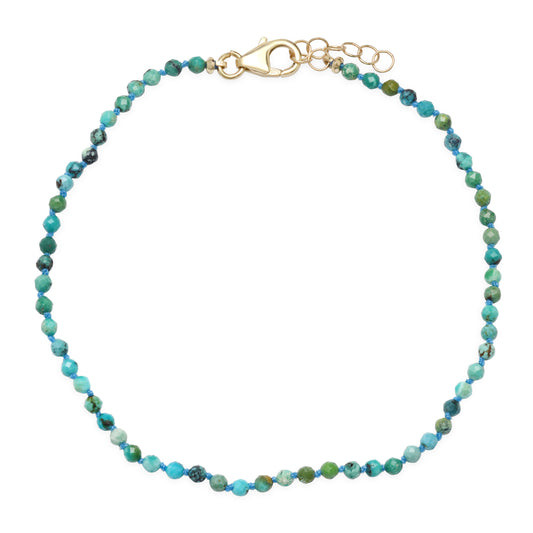 Faceted Turquoise Beaded Anklet