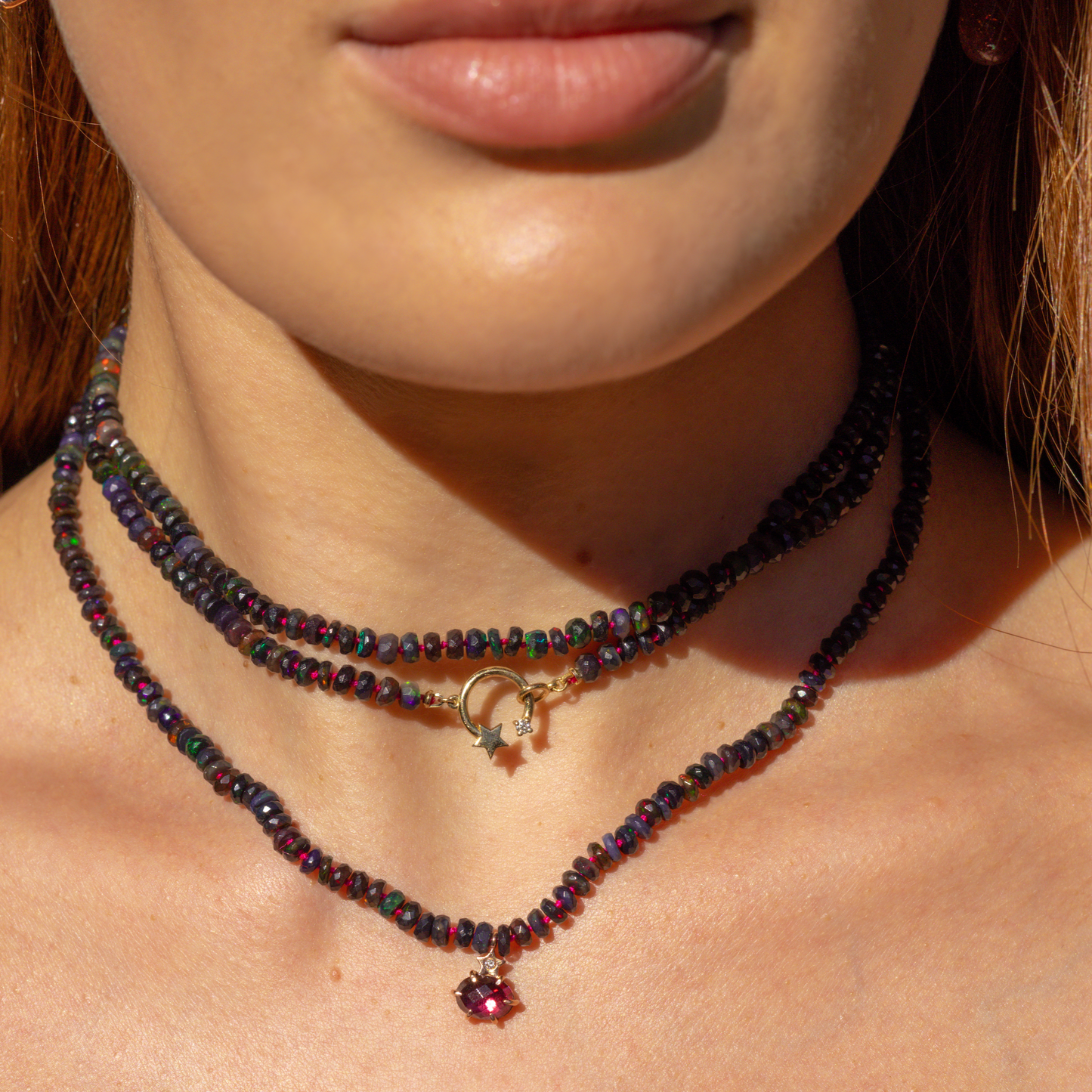 Shooting Star Black Opal Beaded Necklace