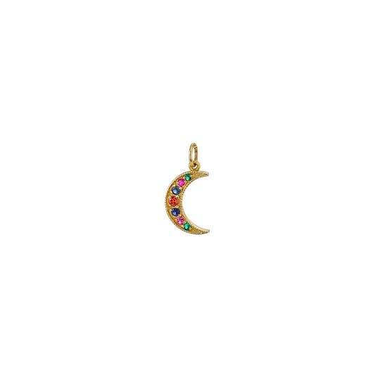Small Multi Sapphire Crescent Moon Phase Charm