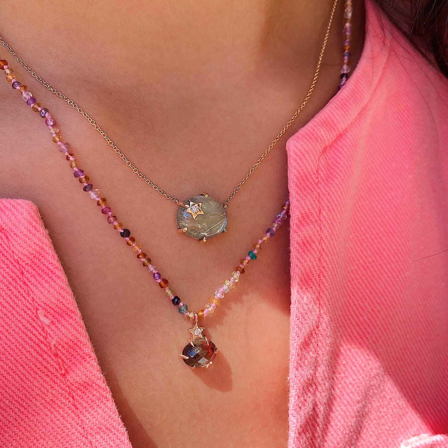 Mini Galaxy Faceted Smokey Quartz Necklace