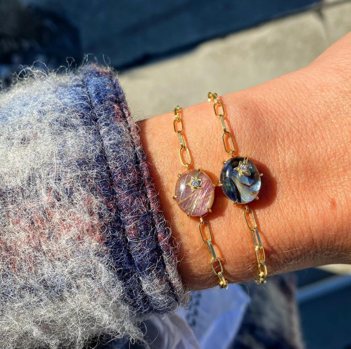 Mini Galaxy Mother of Pearl Chain Bracelet