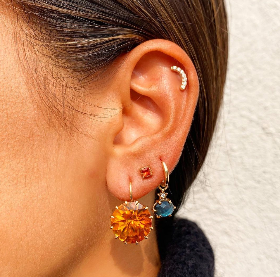 Large Round Citrine Earrings