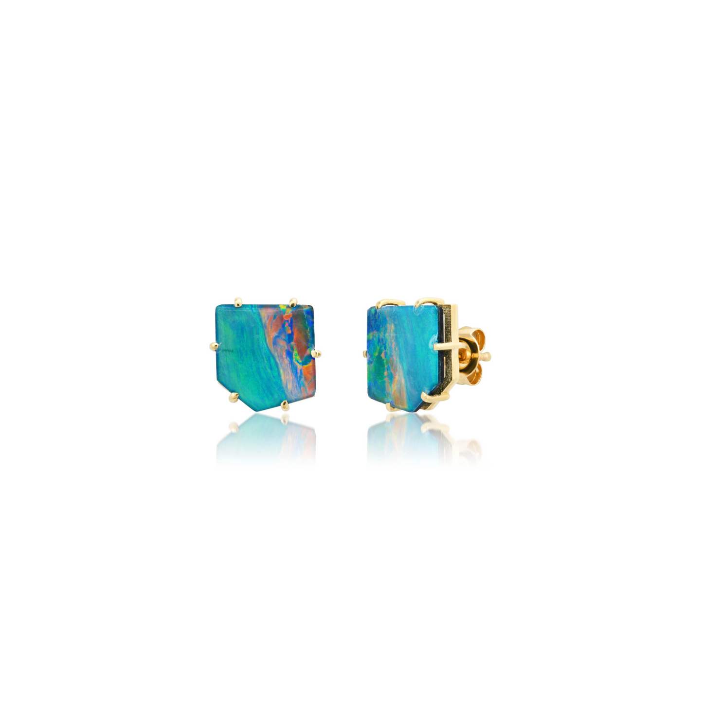One of a Kind Boulder Opal Studs