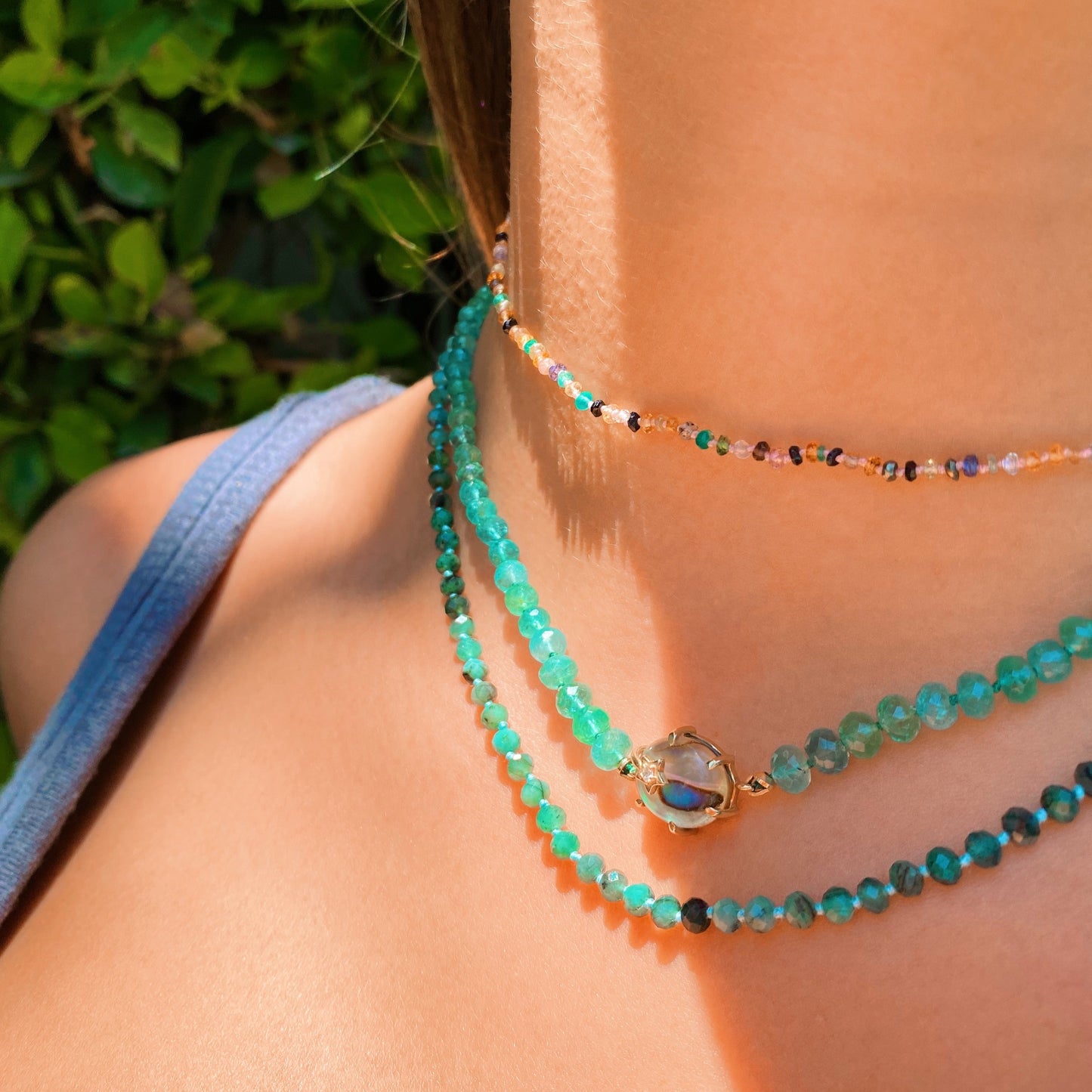 Emerald Faceted Beaded Necklace