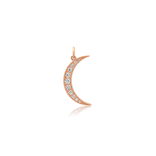 Medium White Diamond Rose Gold Luna Charm