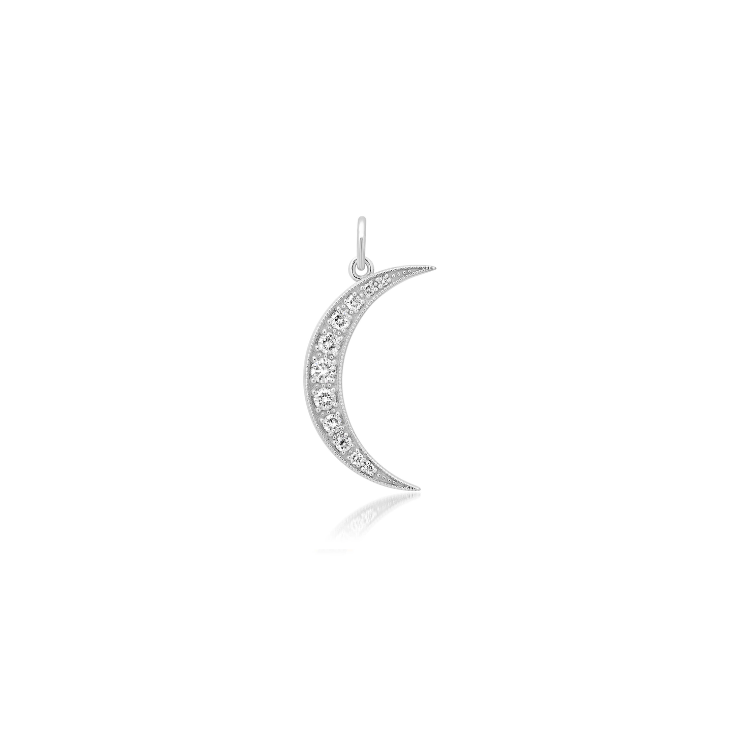 Medium White Diamond White Gold Luna Charm