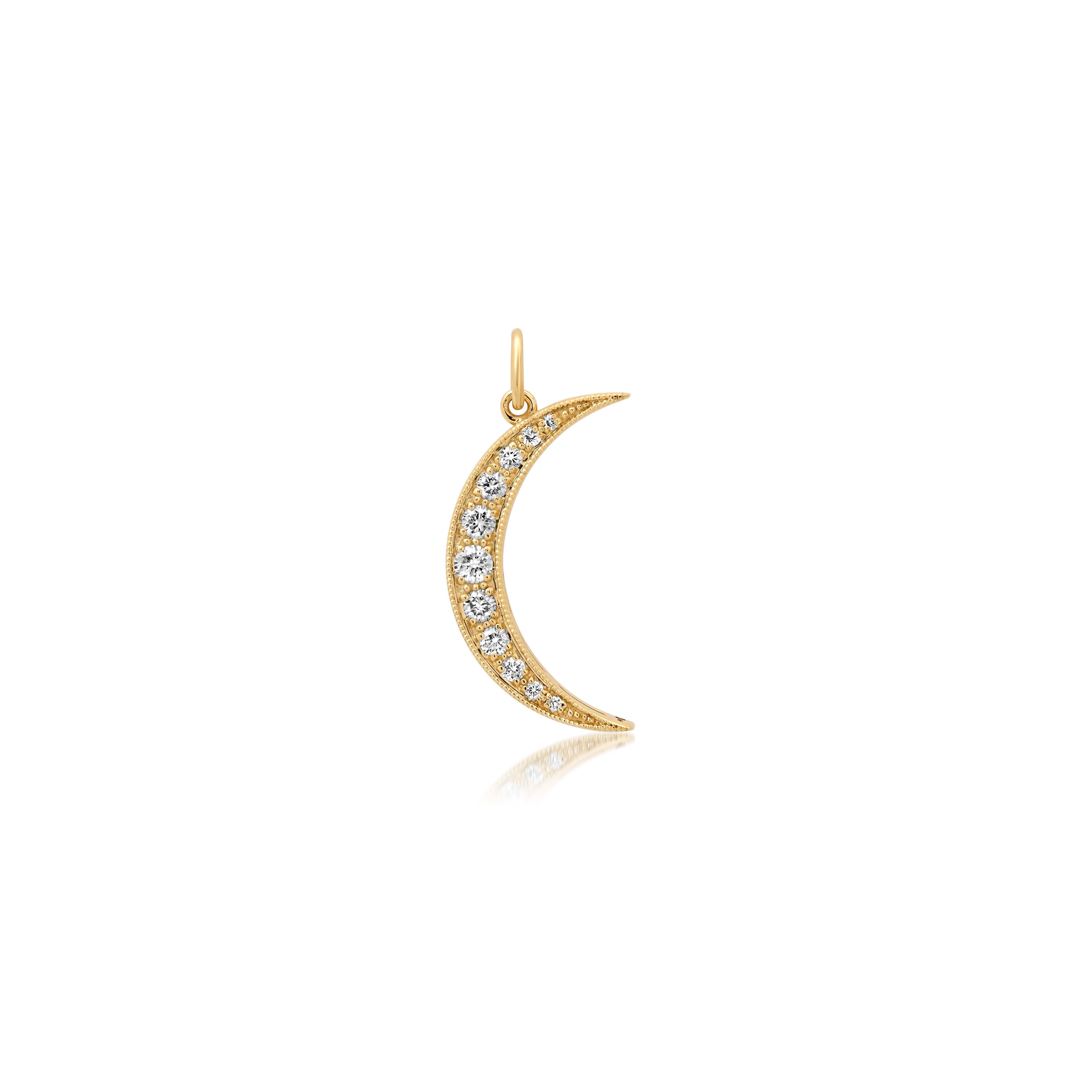 andrea fohrman Medium White Diamond Yellow Gold Luna Charm