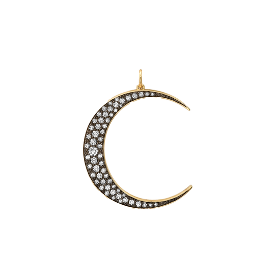 Large Diamond Black Rhodium Luna Charm