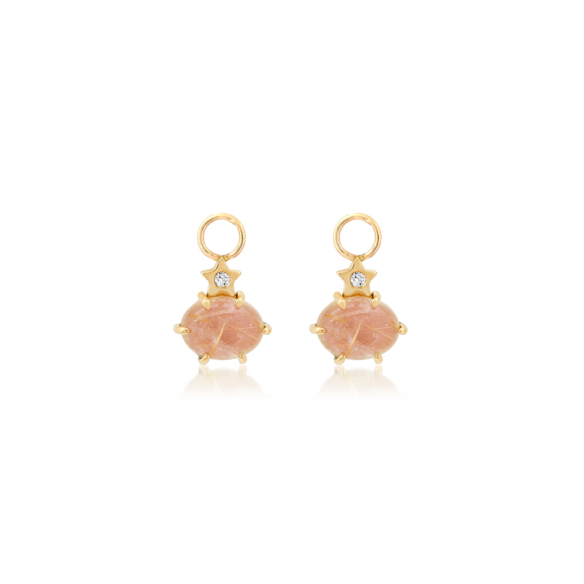 andrea fohrman Mini Cosmo Guava Rutilated Quartz Hoop Charms