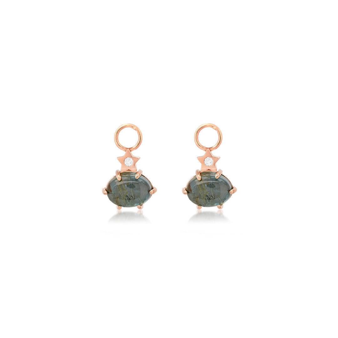 Mini Cosmo London Blue Topaz Rutilated Quartz Hoop Charms