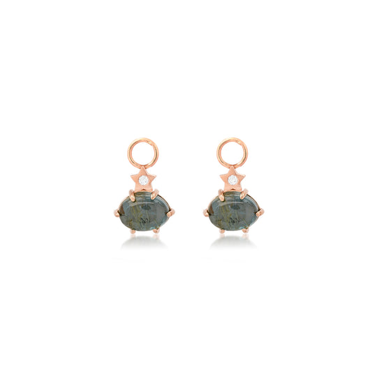 Mini Cosmo London Blue Topaz Rutilated Quartz Hoop Charms