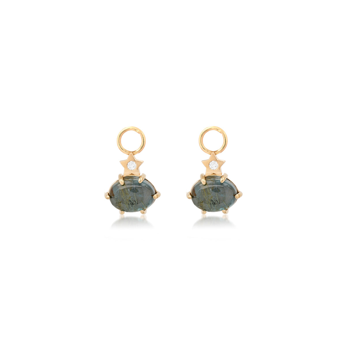 andrea fohrman Mini Cosmo London Blue Topaz Rutilated Quartz Hoop Charms