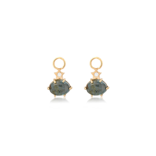 Mini Cosmo London Blue Topaz Rutilated Quartz Hoop Charms