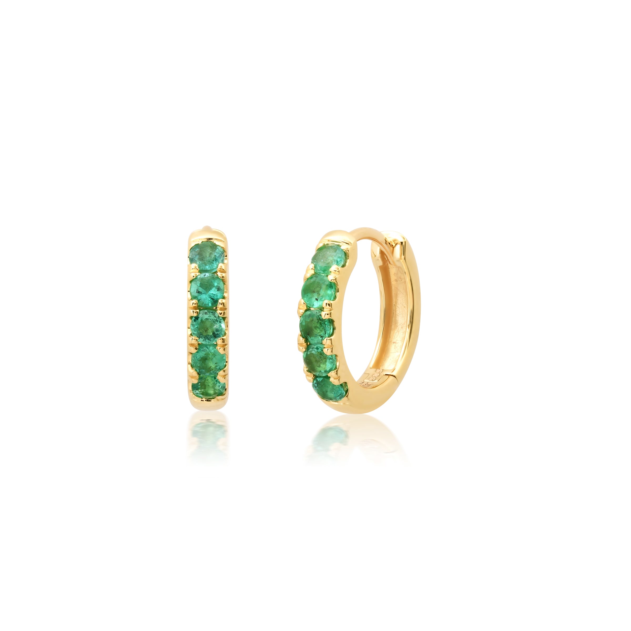 andrea fohrman Small Chubby Emerald Pavé Huggies