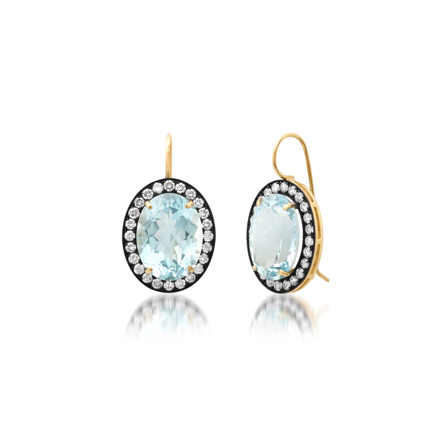 Sky Blue Topaz with White Diamond Earrings