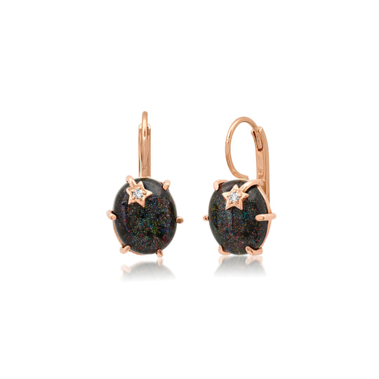 Mini Galaxy Black Opal Earrings