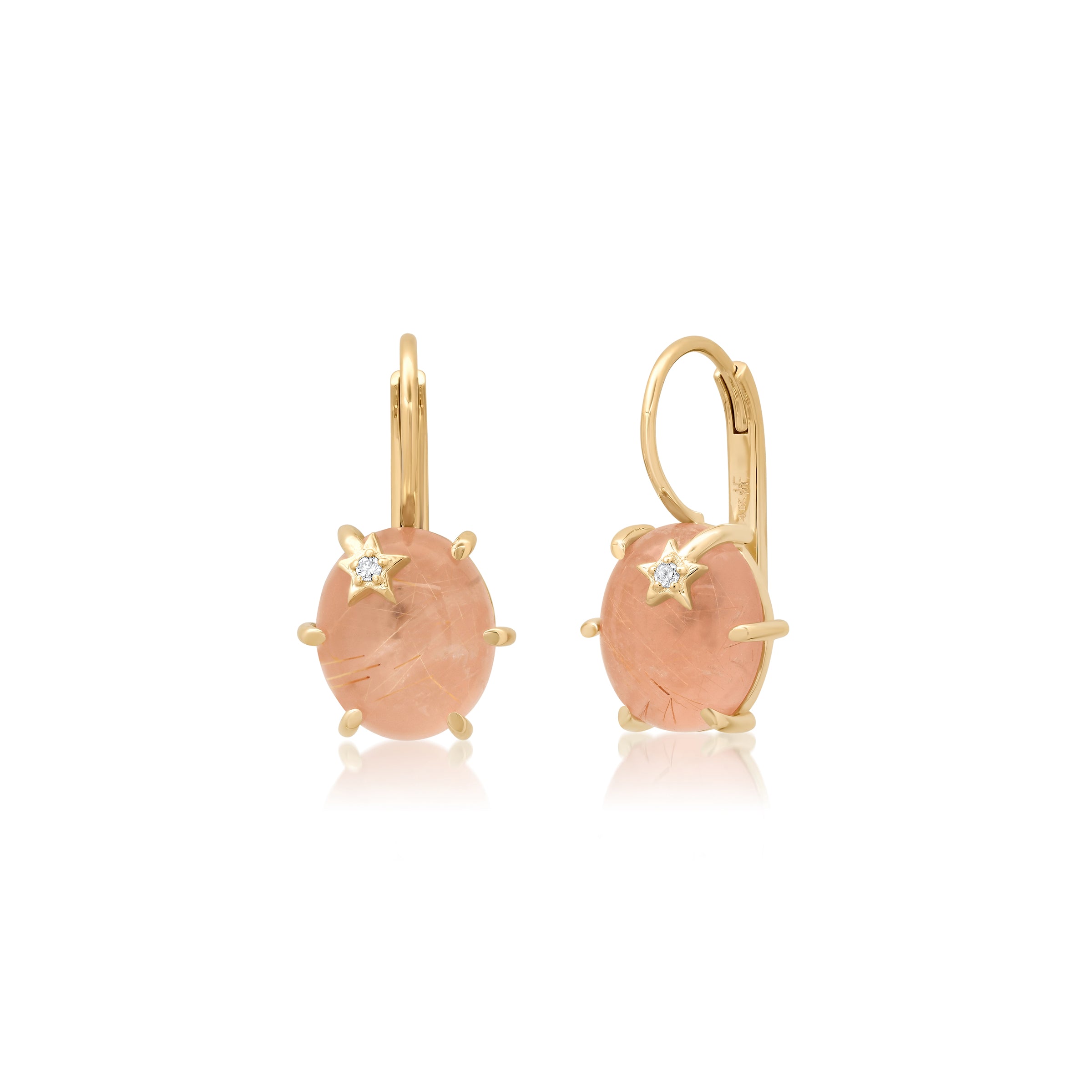 andrea fohrman Mini Galaxy Guava Rutilated Quartz Earrings