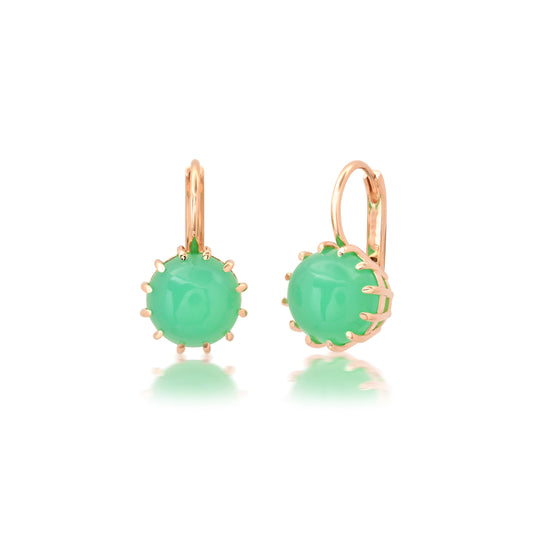 Small Round Prong Chrysoprase Earrings