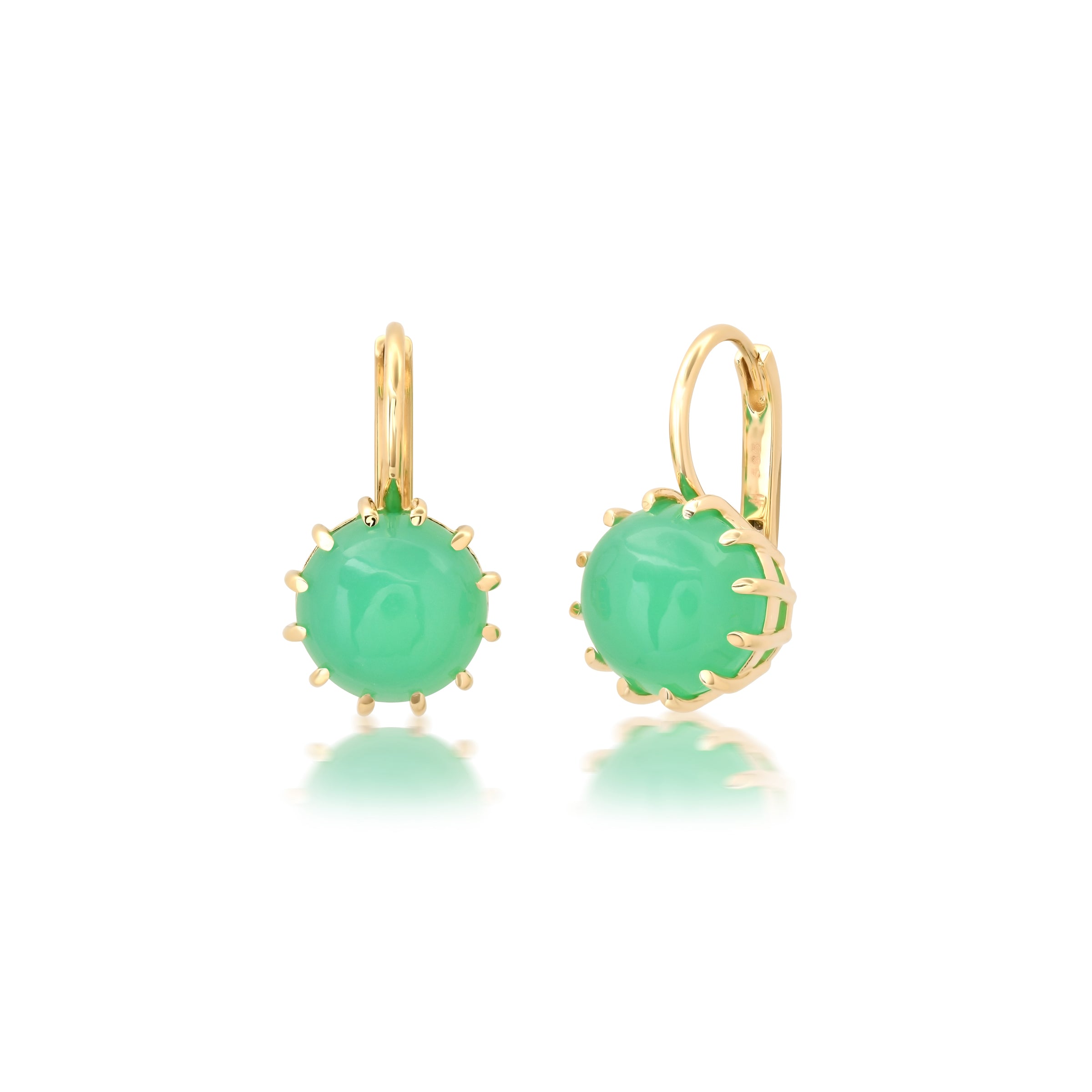 andrea fohrman Small Round Prong Chrysoprase Earrings