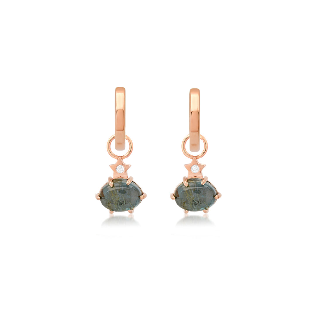 Mini Cosmo London Blue Topaz Rutilated Quartz Hoop Charms