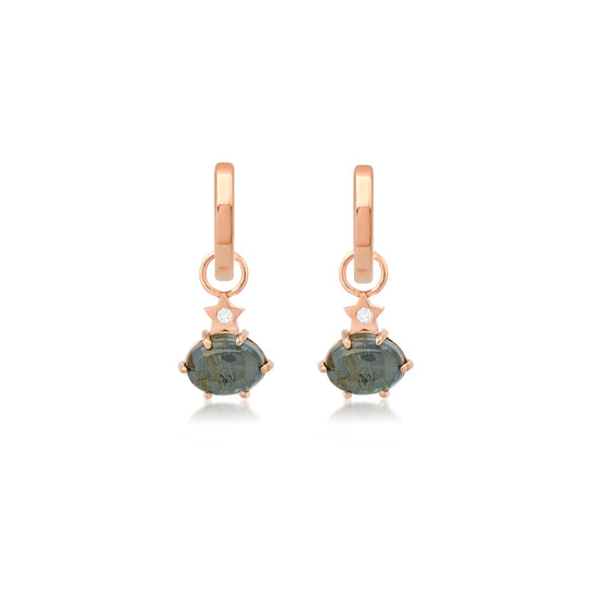 Mini Cosmo London Blue Topaz Rutilated Quartz Hoop Charms