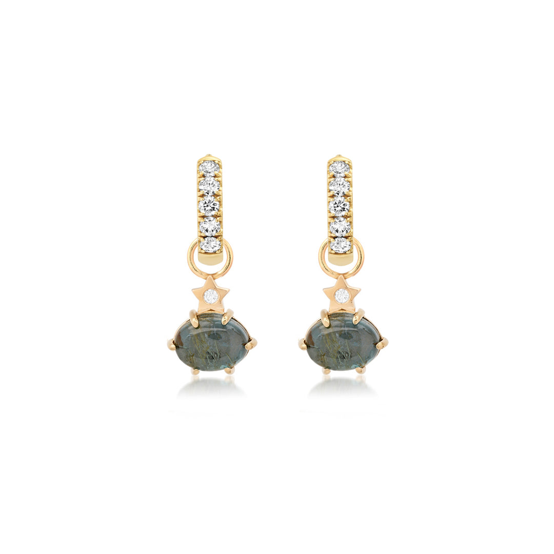 Mini Cosmo London Blue Topaz Rutilated Quartz Hoop Charms