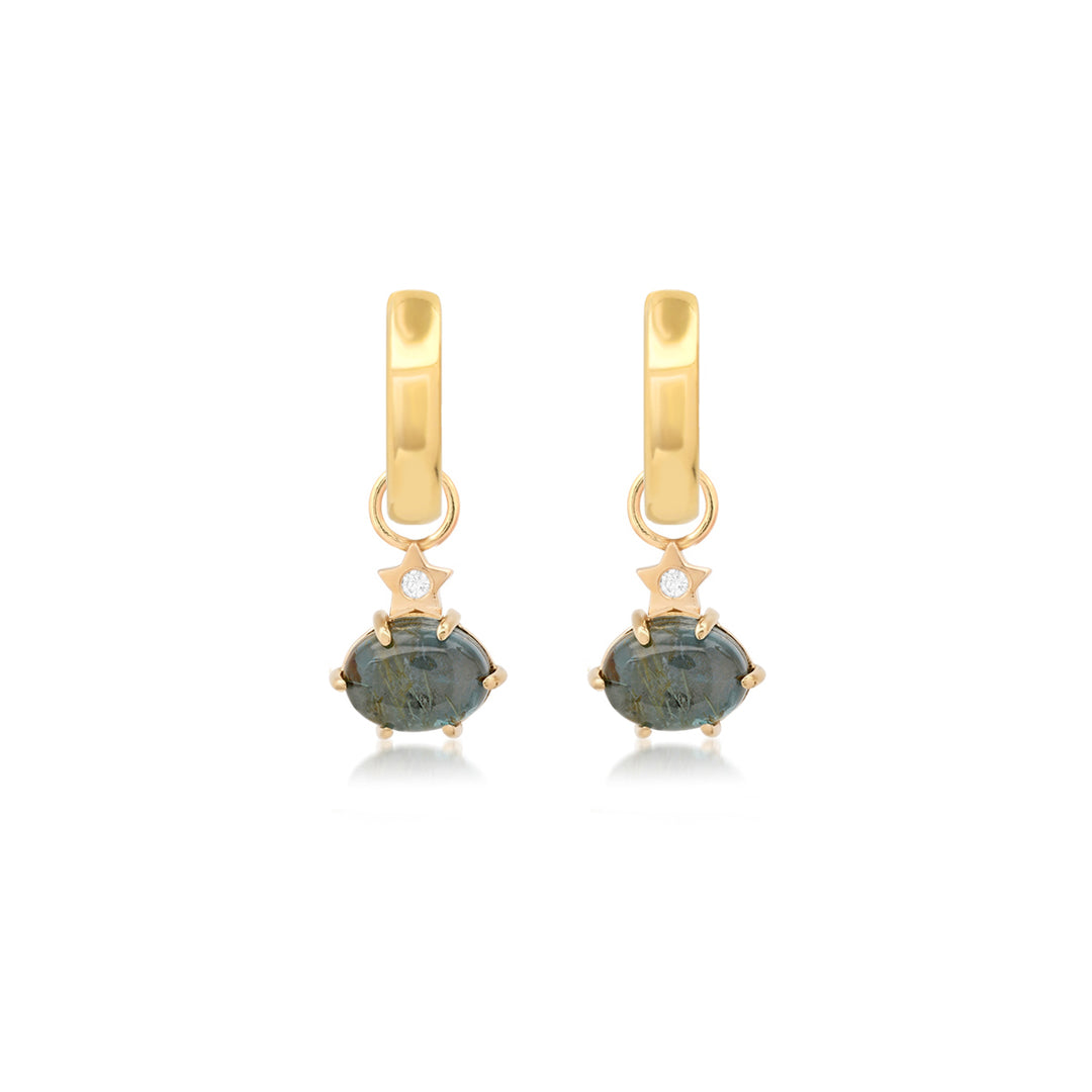 Mini Cosmo London Blue Topaz Rutilated Quartz Hoop Charms