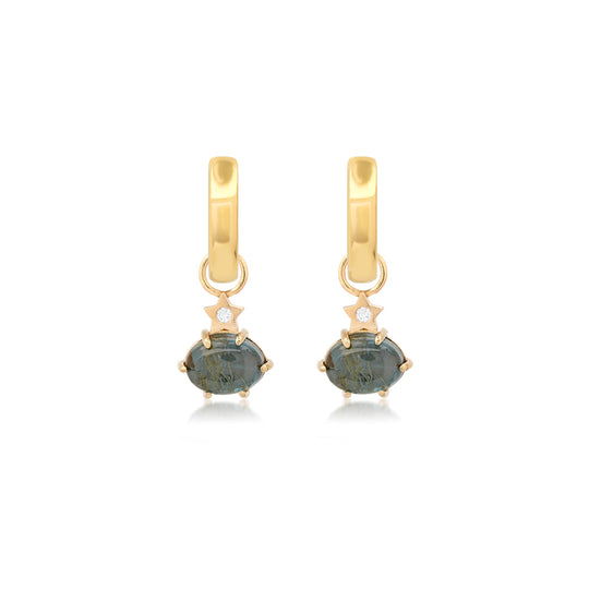 Mini Cosmo London Blue Topaz Rutilated Quartz Hoop Charms