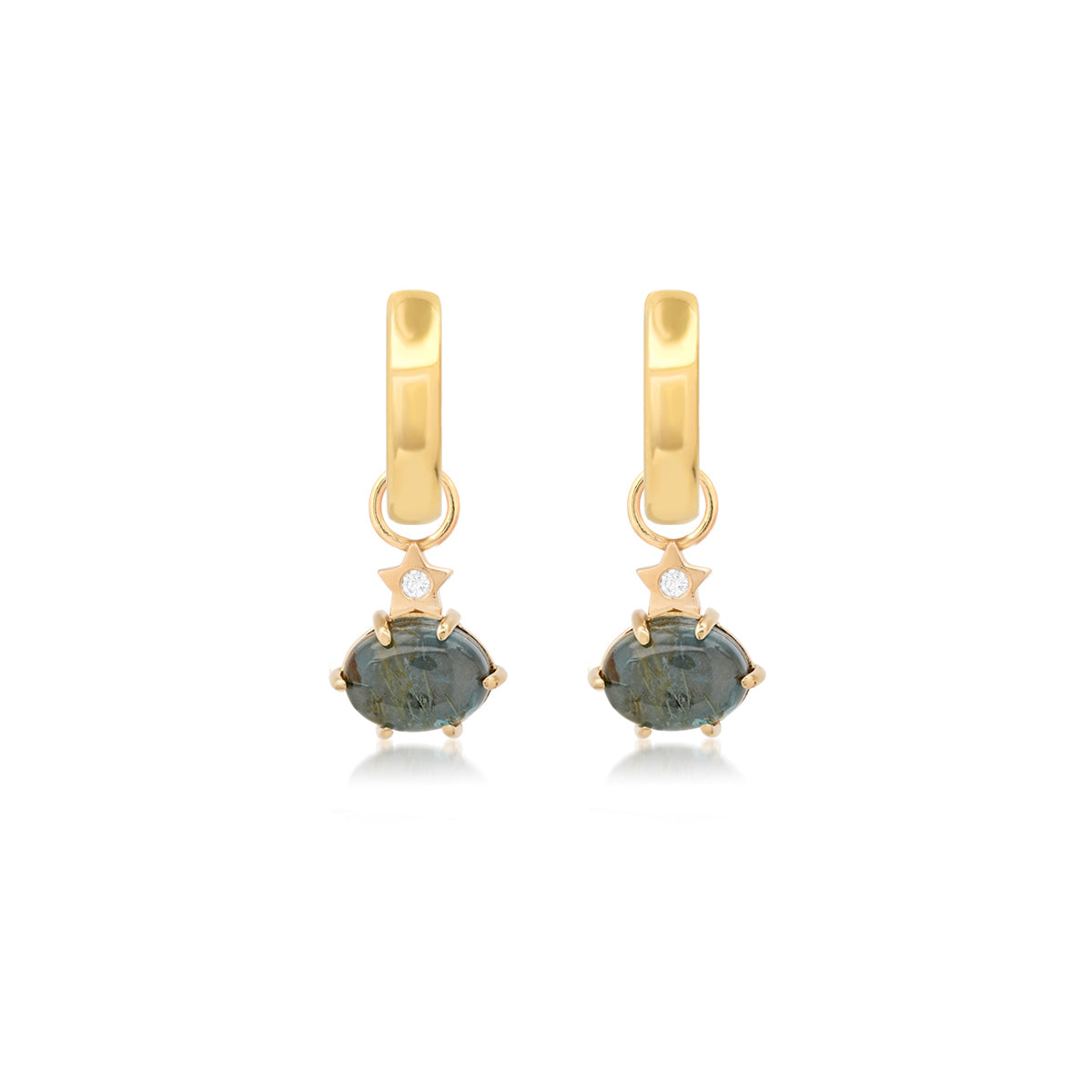 Mini Cosmo London Blue Topaz Rutilated Quartz Hoop Charms