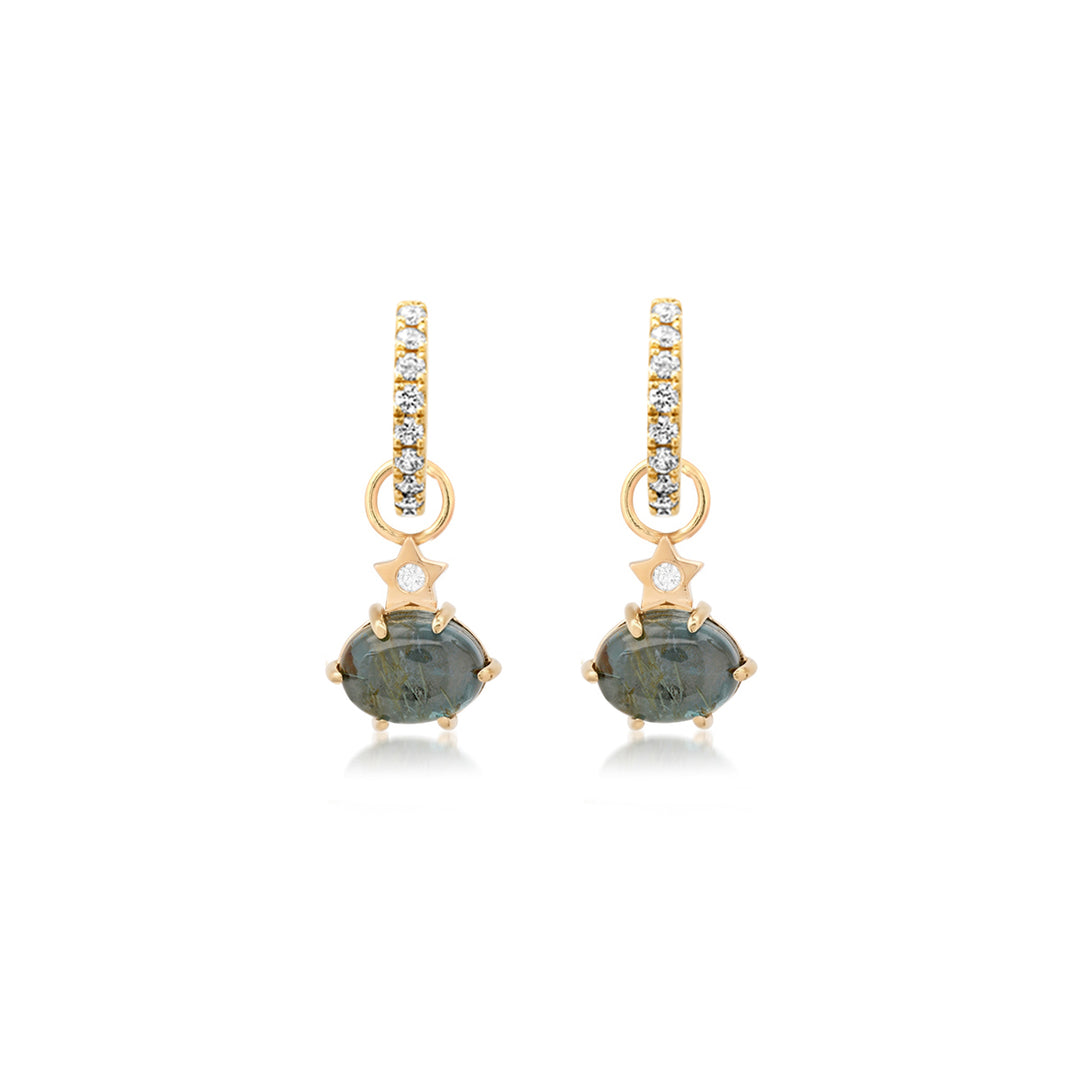 Mini Cosmo London Blue Topaz Rutilated Quartz Hoop Charms