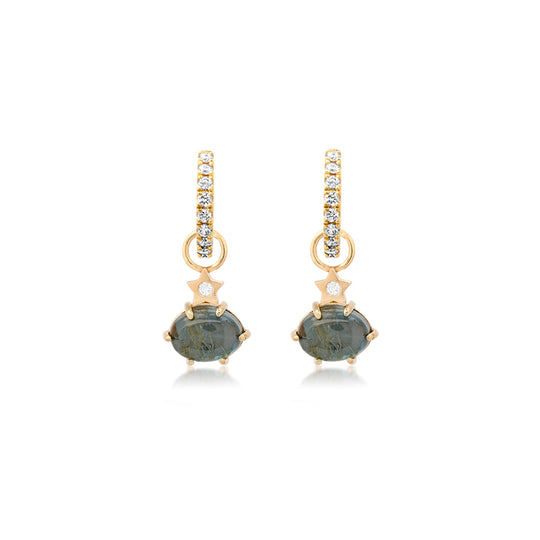 Mini Cosmo London Blue Topaz Rutilated Quartz Hoop Charms