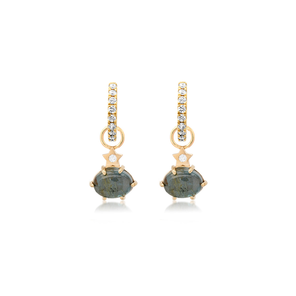 Mini Cosmo London Blue Topaz Rutilated Quartz Hoop Charms