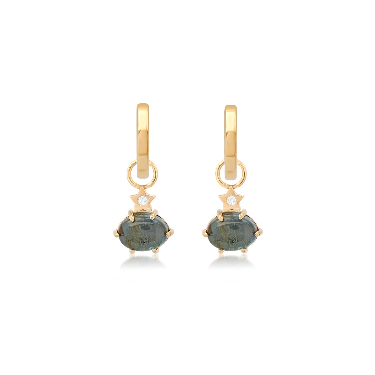 Mini Cosmo London Blue Topaz Rutilated Quartz Hoop Charms