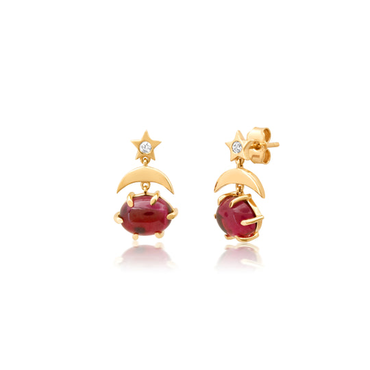 Mini Cosmo Garnet Rhodolite Drop Earrings