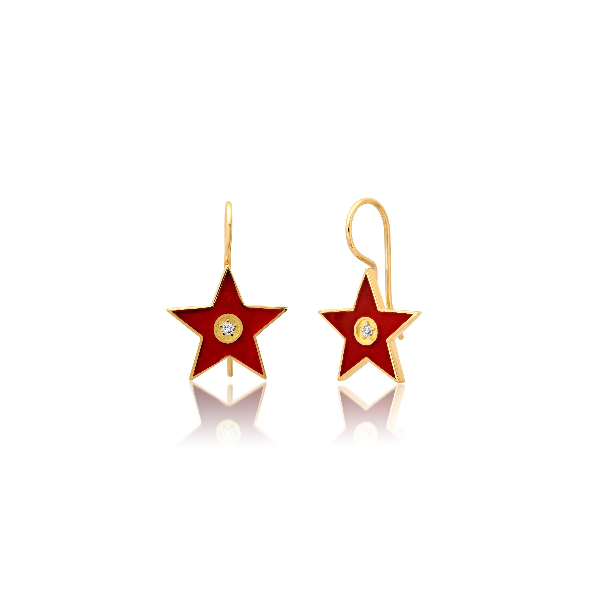 andrea fohrman Cherry Enamel Diamond Star Earrings