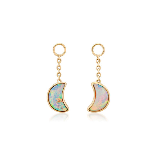 Opal Crescent Moon Earring Charms