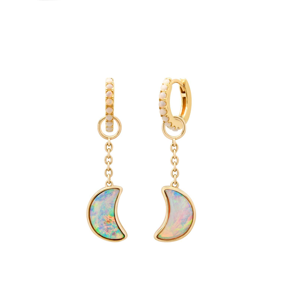 Opal Crescent Moon Earring Charms