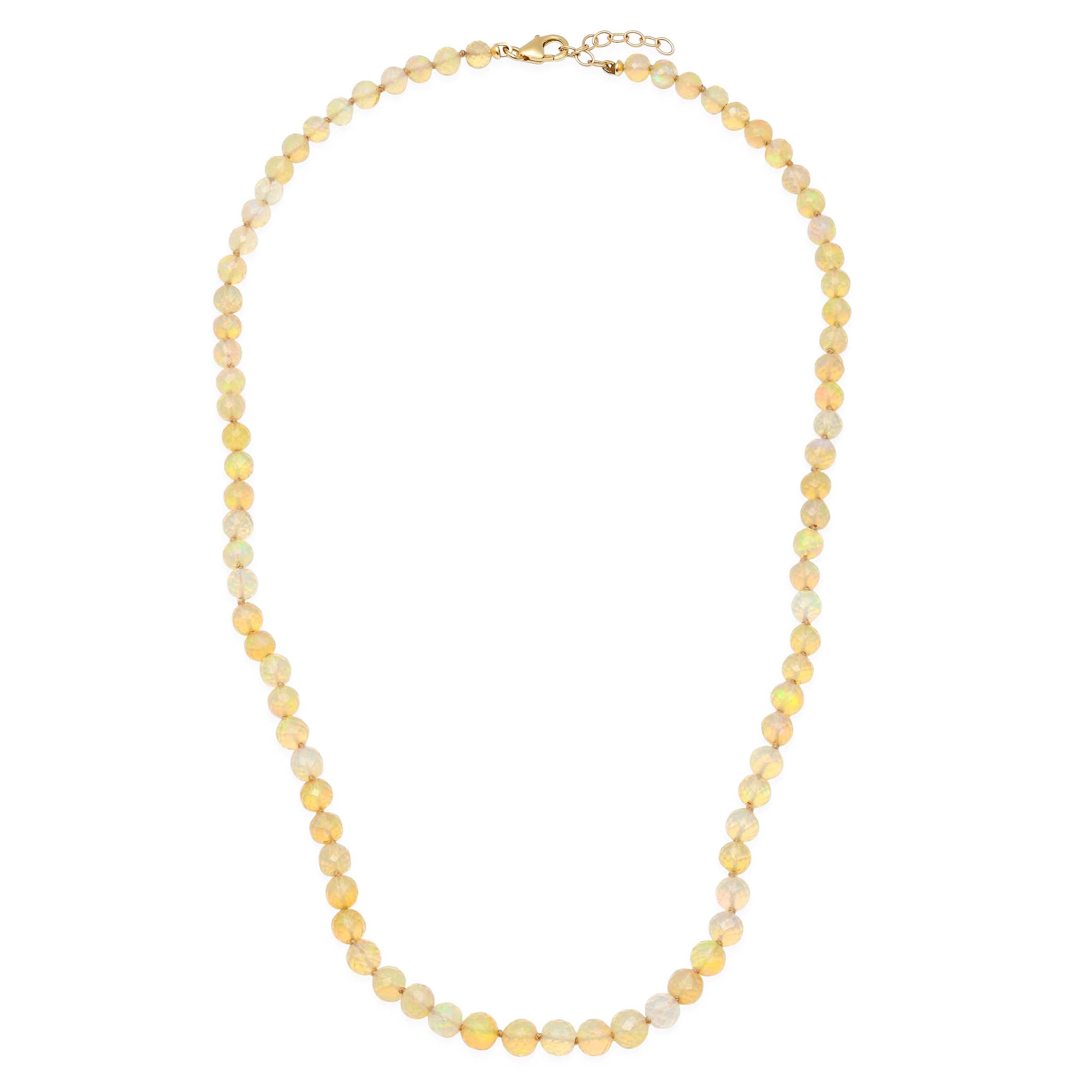 andrea fohrman Round Opal Beaded Necklace with Beige Silk Thread