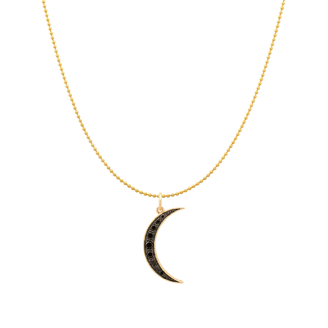 Medium Black Diamond Black Rhodium Luna Charm