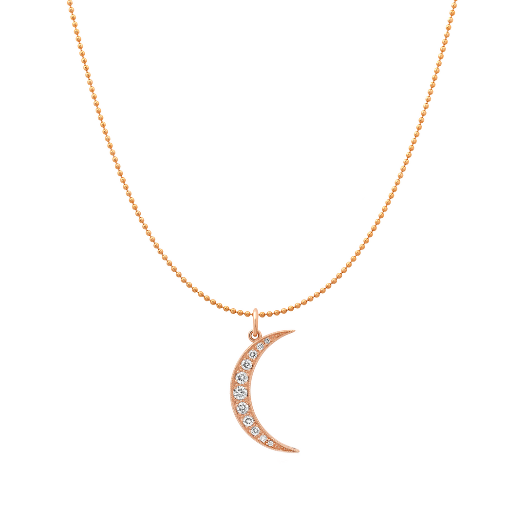 Medium White Diamond Rose Gold Luna Charm