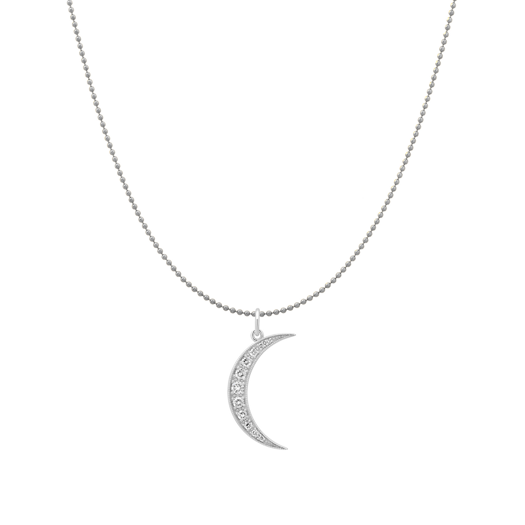 Medium White Diamond White Gold Luna Charm