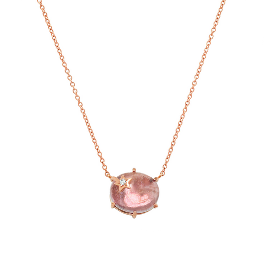 Mini Galaxy Rose de France Rutilated Quartz Necklace